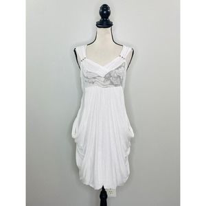 Angels Never Die White Knit Draped Dress Womens Large Wearable Art Boho Festival